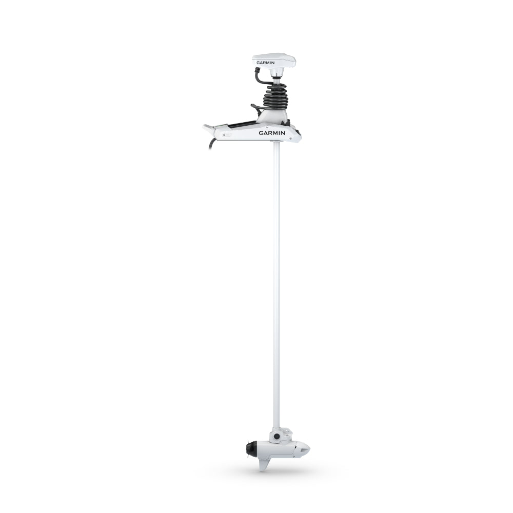 Garmin Force Kraken 010-02574-20 white 90 inch trolling motor, full-length view of shaft and motor head