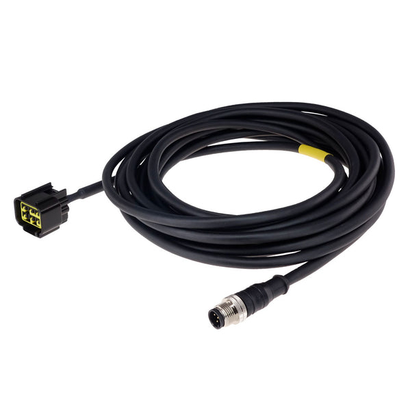 LXNav Honda NMEA 2000 cable 6 m, Honda-N2K-6M, coiled black cable with a yellow band, a Honda plug and a round NMEA plug