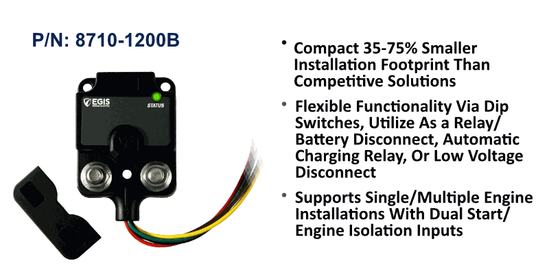 EGIS XD Flex 1 8710-1200B relay/ACR/LVD without knob, black body with two studs, wire tails and separate mounting plate