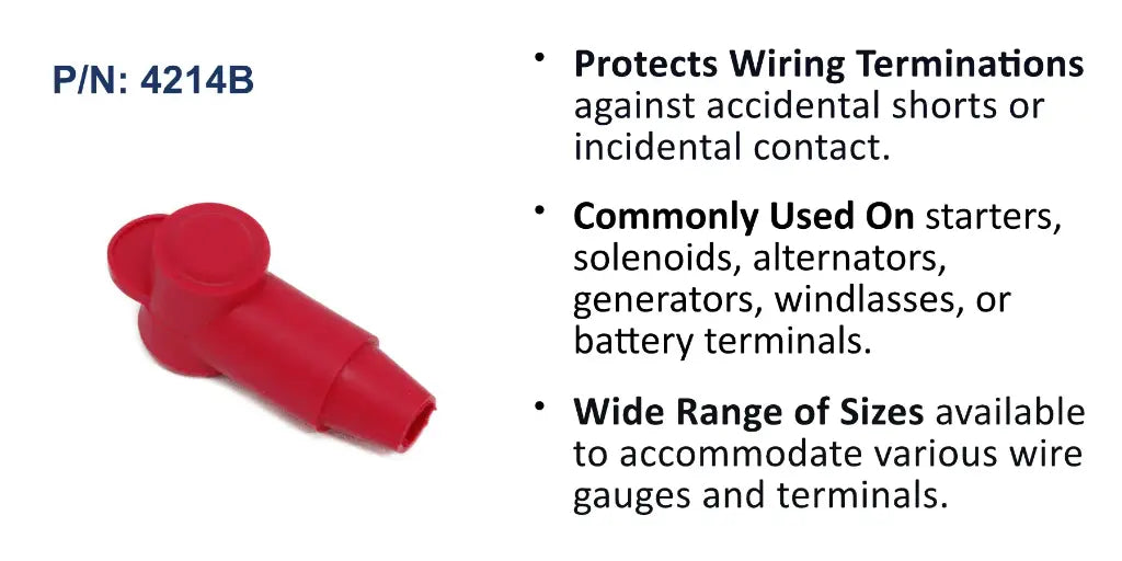 EGIS 4214 CableCap stud insulator in red, shown as a single boot for 4-8 AWG cable terminals