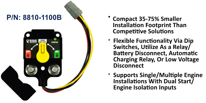 EGIS XD Flex 1 8810-1100B DTM relay/ACR/LVD, black body with yellow knob, grey connector on short yellow and red wires