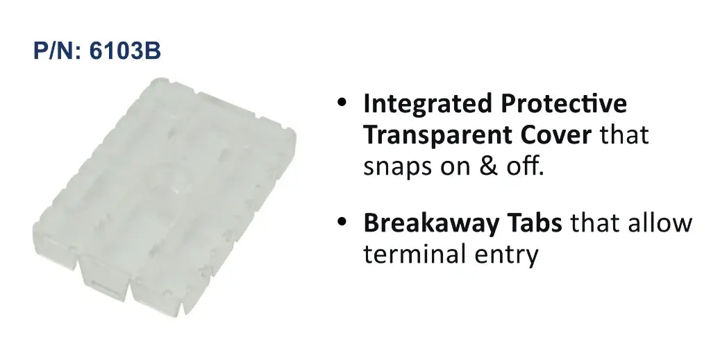 EGIS 6103 clear snap-on protective cover for dual busbar, 10 circuits, with breakaway terminal tabs