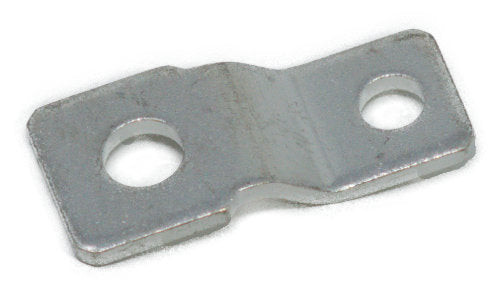 EGIS 901466 offset aluminium link busbar with a bent step between two mounting holes, angled view on white