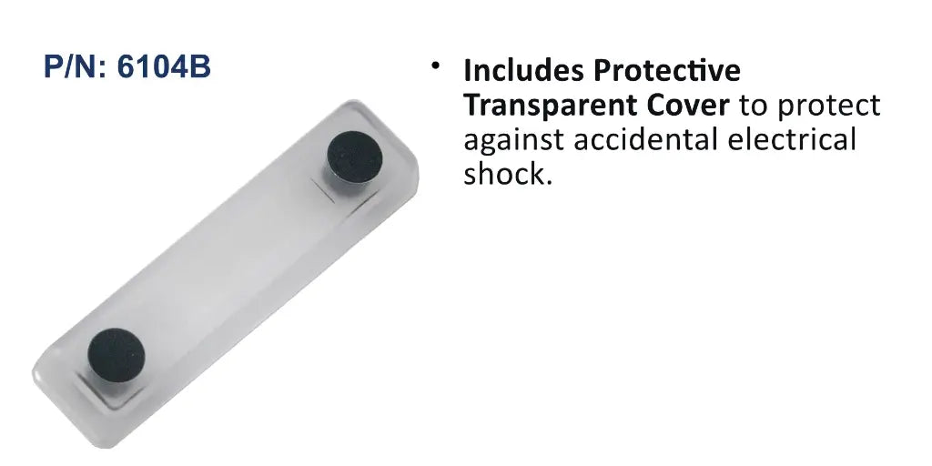 EGIS 6104 clear protective cover for 100A MiniBus busbars with two black stud caps, shown on its own