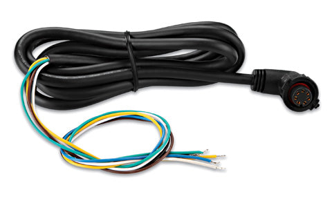 Garmin 010-11129-00 7-pin power data cable with 90 degree connector, black coil with coloured bare wires