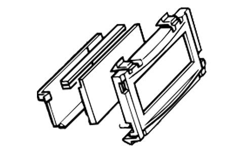 Raymarine Q053 ST cockpit tiller pilot LCD kit, line drawing of two display housings with clips