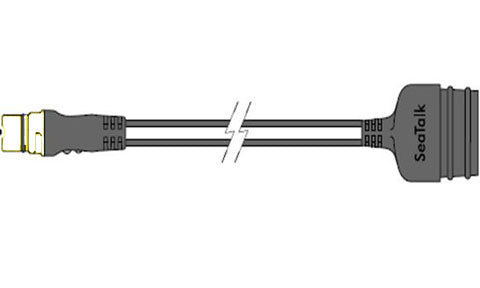 Raymarine A06047 SeaTalk ng to SeaTalk 1 adaptor cable 3 pin 400 mm, line drawing of a cable with a plug and SeaTalk end