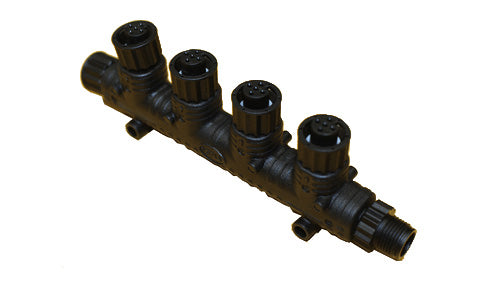 B&G Lowrance Simrad 000-12612-001 N2K micro-C 4-way block, black four-way connector block with threaded sockets