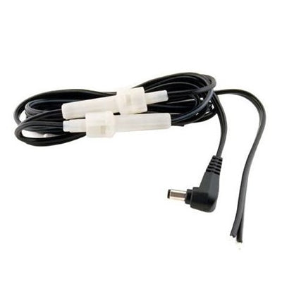 Icom OPC-515L cable, short black lead with two white inline fuse holders and a right-angle barrel plug