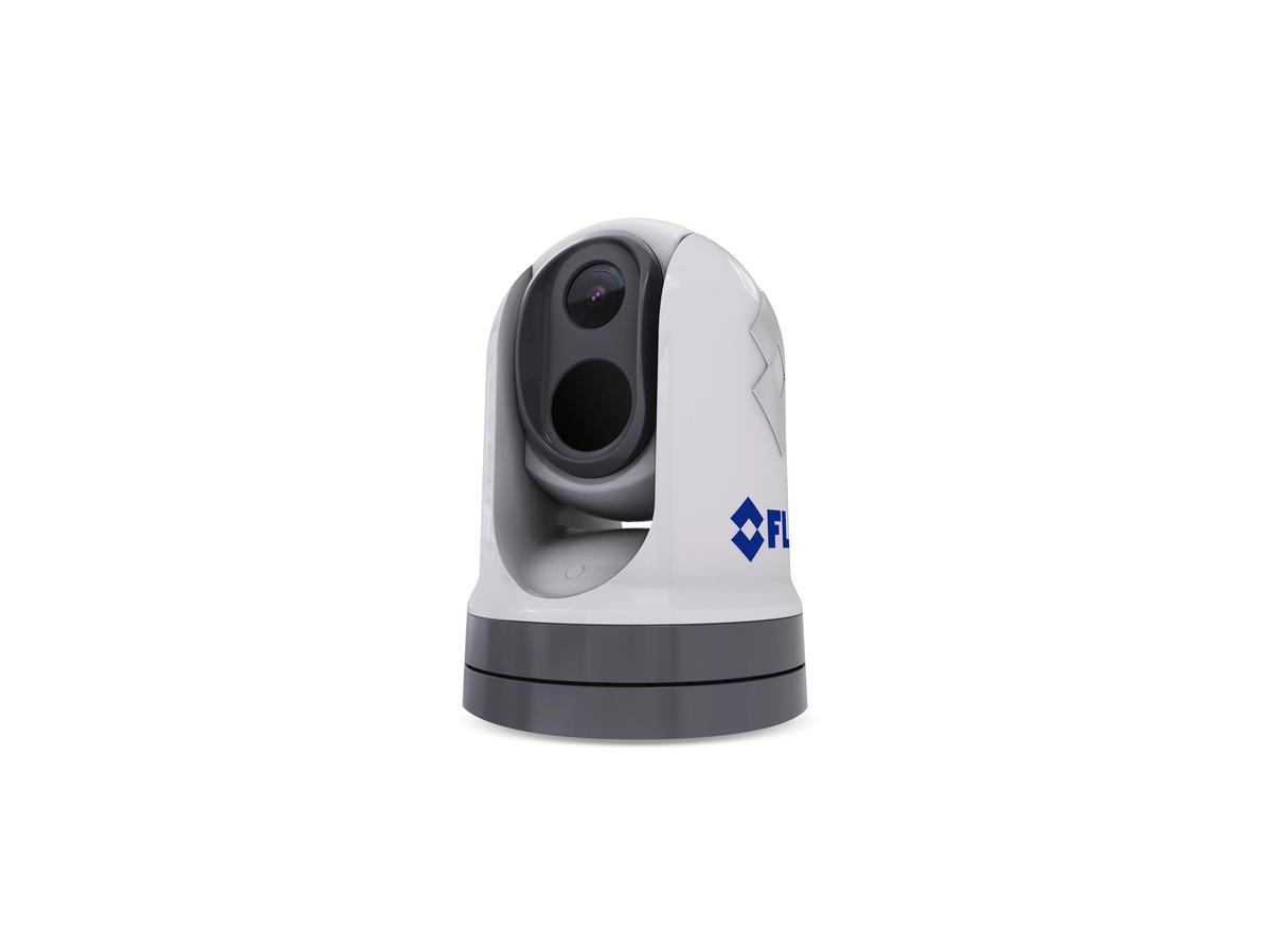 Raymarine E70521 FLIR M364C LR pan and tilt thermal and colour camera, small view of white dome with blue FLIR logo
