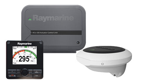 Raymarine T70407 Evolution EV-150 power autopilot pack no drive, p70 display reading 295, ACU-150 and sensor core
