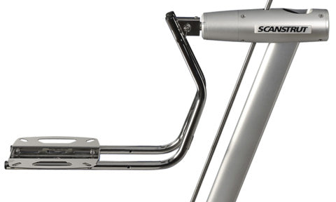 Scanstrut LMB-A2 self levelling radar mount, grey Scanstrut arm with a stainless frame and flat radar platform, side view