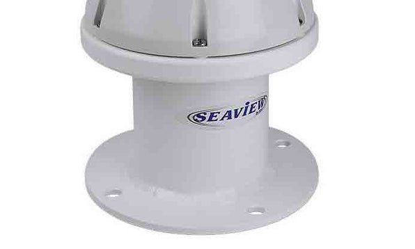 Seaview PM5-FMH-8 5 inch vertical mount for FLIR M100 and M200, white tube mount with a flanged base and a dome above