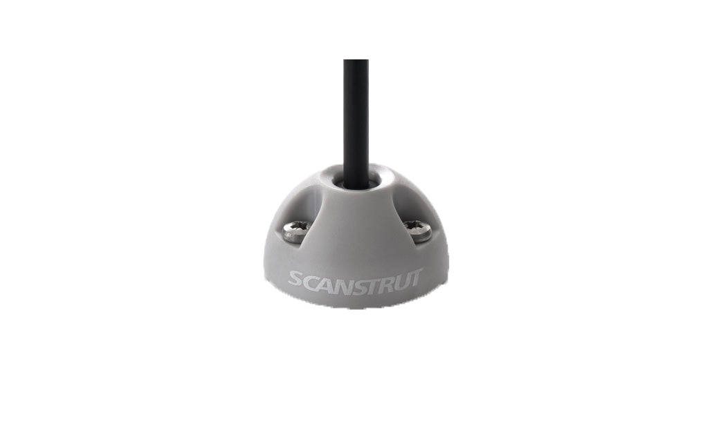 Scanstrut DS6-P micro cable seal in grey plastic, dome-shaped, with a single black cable passing through the top