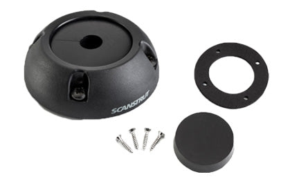 Scanstrut DS40-P large cable seal in black plastic, domed seal with its black foam plug, gasket ring and screws