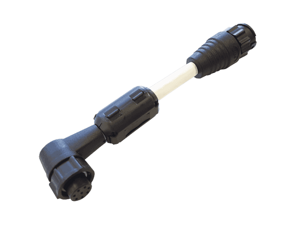 Right-angled cable 000-14551-001 for legacy 3G/4G radar to Halo dome with moulded connectors, on a green backdrop