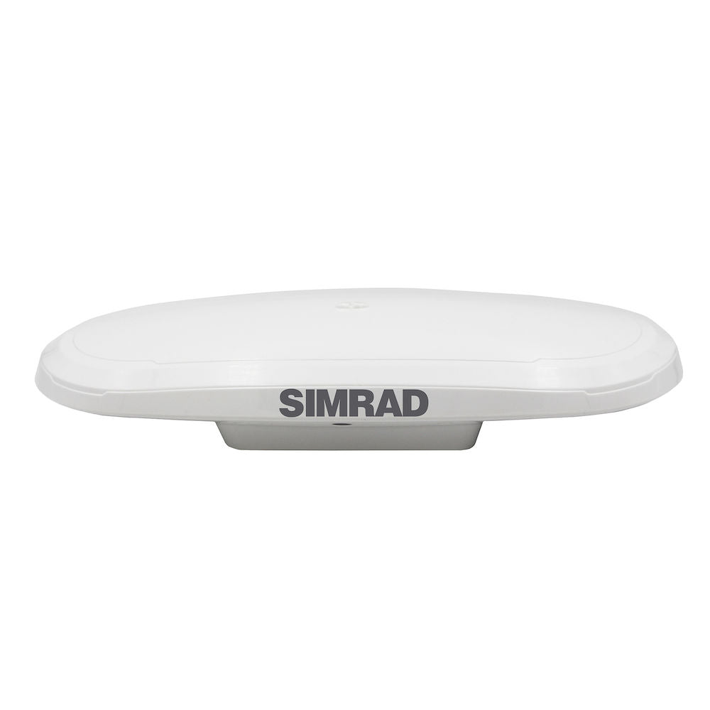Simrad 000-16143-001 HS75 GNSS compass, white low-profile dome housing with Simrad logo, side view