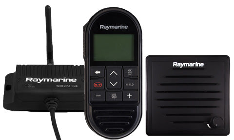 Raymarine T70433 VHF wireless station pack, black wireless handset, hub with antenna and a passive speaker