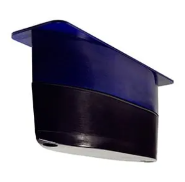 Airmar R109LHW 010-12182-20 in-hull transducer, dark blue streamlined housing with black base, angled view
