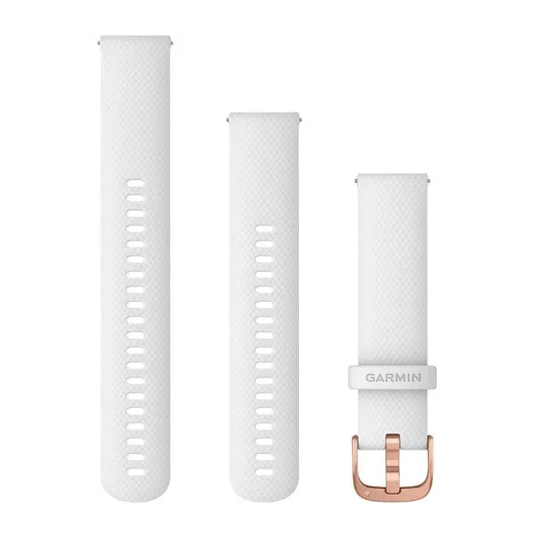 Garmin 010-12924-10 quick release bands 20 mm in white silicone with rose gold buckle, three strap pieces