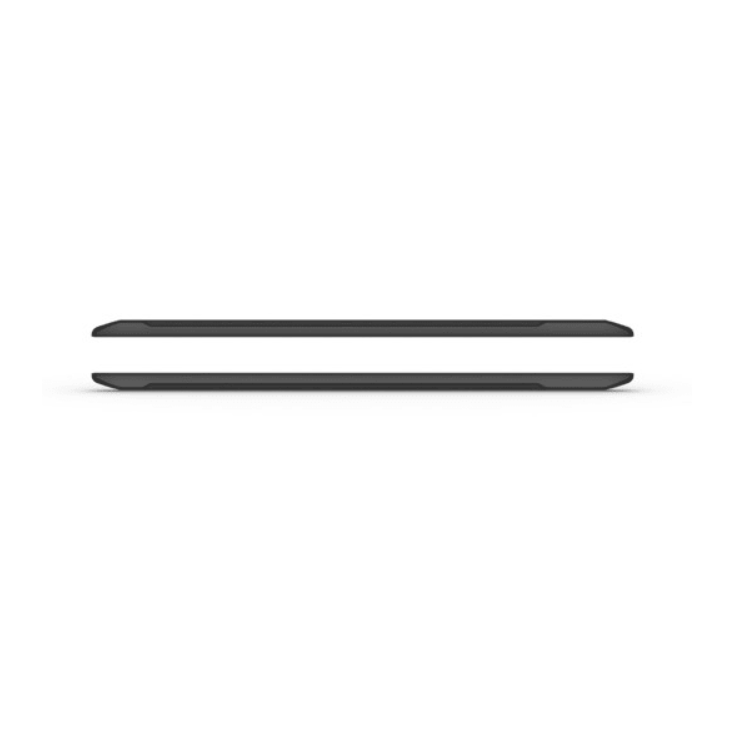 Garmin 010-12841-02 trim piece snap cover, two thin black strips with grey edge seen side-on on white