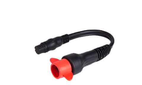 Raymarine A80332 Dragonfly adapter cable single keyway, short black cable with a round plug and a red-capped plug