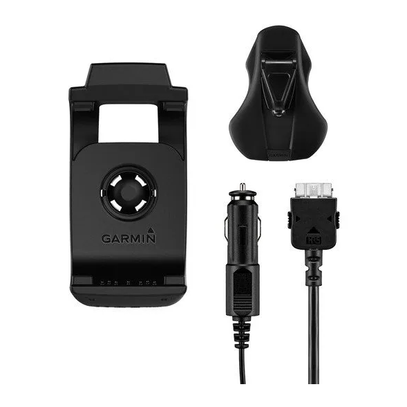 Garmin 010-12456-04 friction mount kit with speaker, black holder, base, speaker pod and 12V lead
