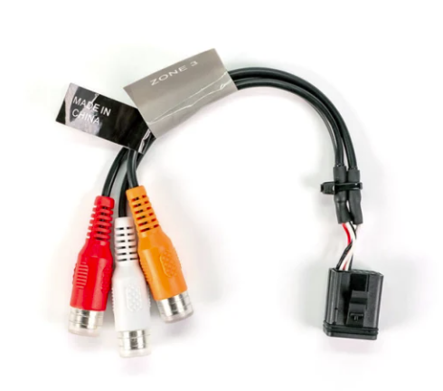 Fusion Loom 010-12812-03 RCA Zone 3 for RA670 and WB670 only, labelled plug with red, white and orange RCA sockets