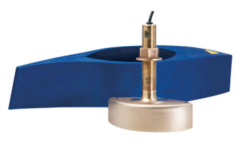 B&G Lowrance Simrad 000-13964-001 XSonic Airmar B258 bronze 50-200 kHz transducer, bronze stem with a blue fairing
