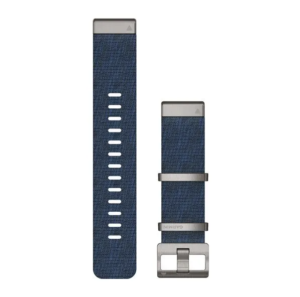 Garmin 010-12738-02 QuickFit 22 watch bands in indigo jacquard-weave nylon with steel keepers and buckle