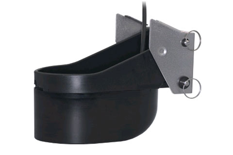 Raymarine A80041 TM265LM 1 kW depth transom mount CHIRP low-medium transducer, black body with a steel bracket