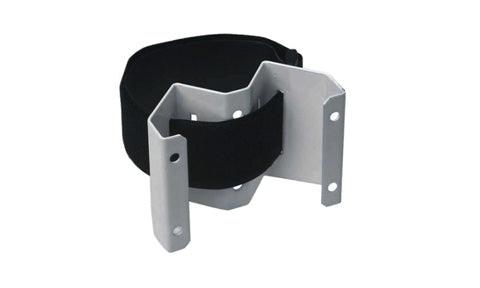 Raymarine T005 micro compass strap bracket, grey metal bracket with a black hook and loop strap, small view