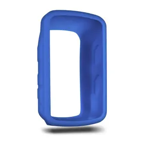 Garmin 010-12191-00 blue silicone case for Edge 520 cycling computer, front view of open-fronted case