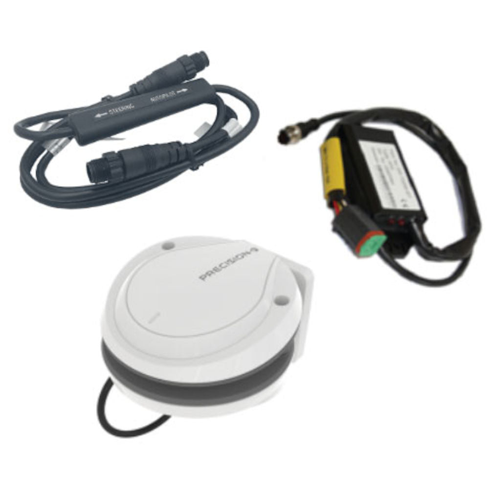 Navico 000-15805-001 steer-by-wire autopilot kit for Yamaha, white compass, black cables, an adapter and a plug lead