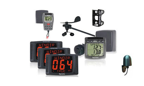 Raymarine PP40-868 performance pack 40, three red wind direction displays, vane, remote, speed display and bracket
