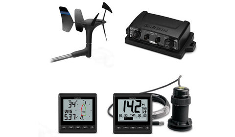 Garmin GNX wired sail pack 52 010-01248-70, wind vane, two displays, junction box and speed sensor