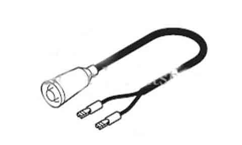 Raymarine A18061 Wheel Pilot Mk2 drive power cable, line drawing of a round plug and two spade terminals