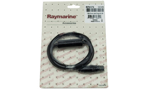 Raymarine R70376 Dragonfly power cable 1.5 m for Dragonfly-5, black cable with a plug in a pack on a backing card