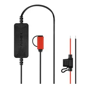 Garmin 010-12256-26 bare wire USB power cable for VIRB, black cable with inline fuse and red connector cap