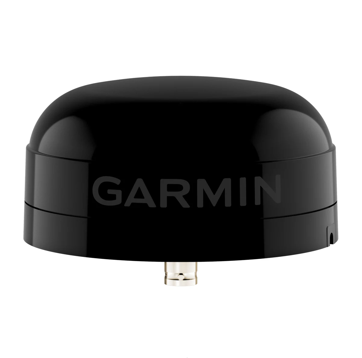 Garmin GA 38 010-12017-30 GPS and GLONASS antenna in black, glossy dome with Garmin lettering and BNC connector