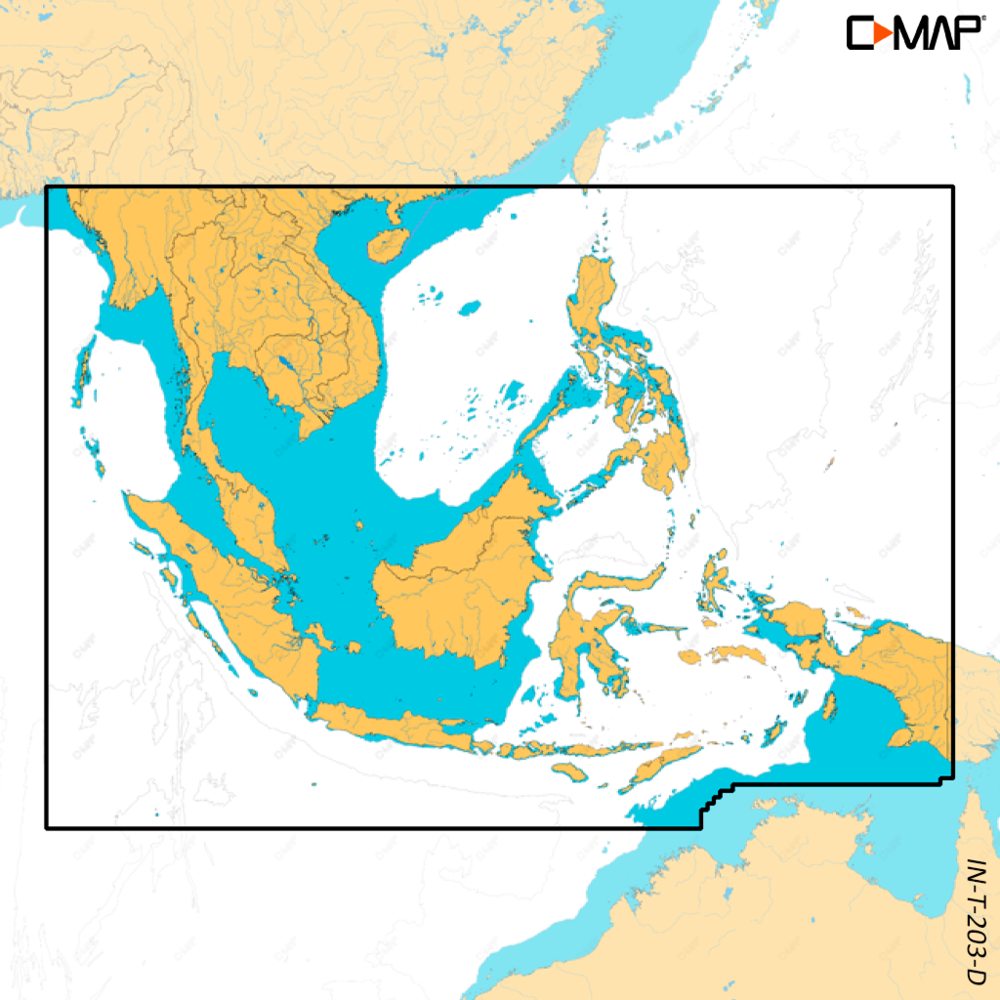 B&G Discover X M-IN-T-203-D-MS Thailand, Malaysia, Indonesia, coverage map of south-east Asia with a C-MAP logo