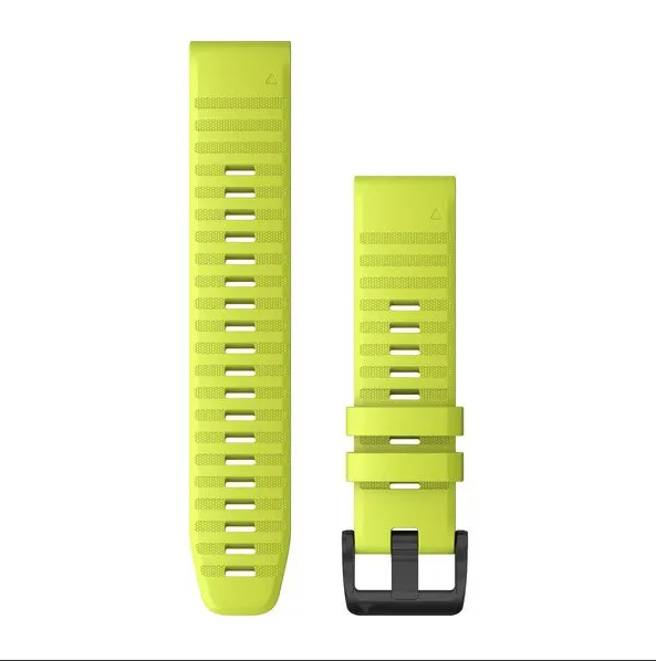 Garmin 010-12863-04 QuickFit 22 watch bands in amp yellow silicone with black buckle, strap pair
