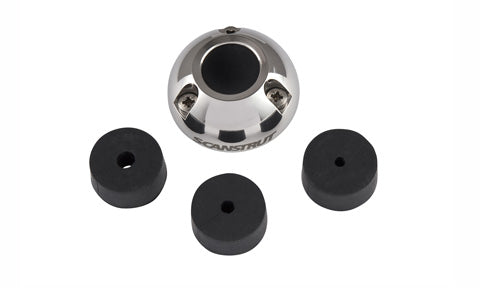 Scanstrut DS21B-S stainless steel small cable seal with three black rubber grommets, angled top view