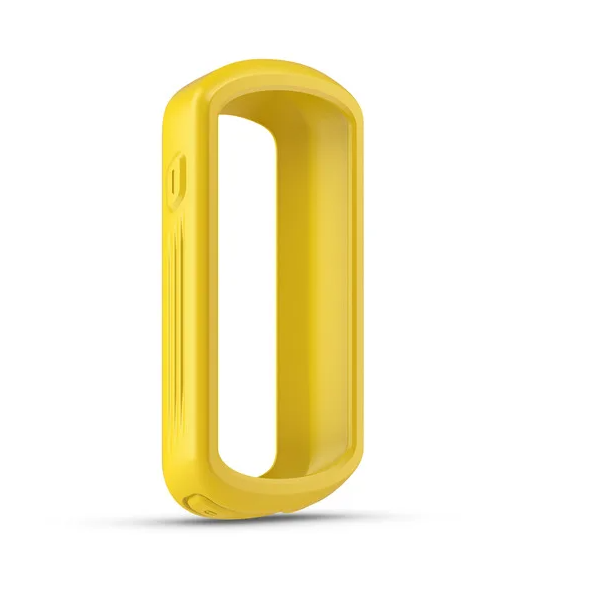 Garmin 010-12818-02 yellow silicone case for Edge cycling computer, front view of open-fronted case