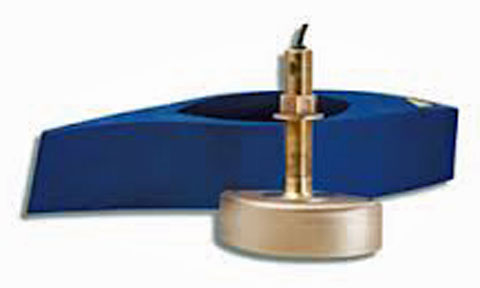 Garmin B258 010-10703-20 through hull depth and temperature transducer, bronze housing on blue fairing