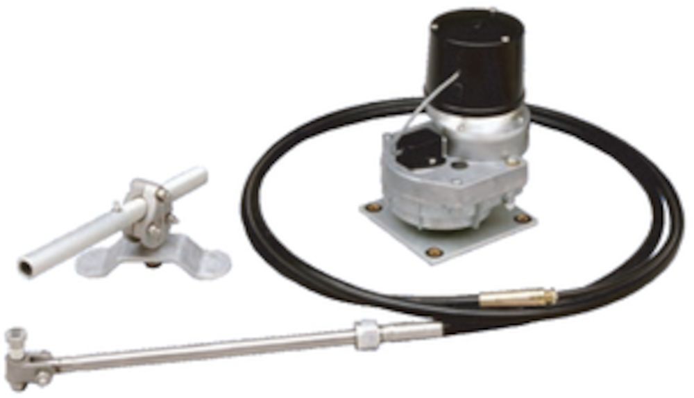 Simrad SD10 drive unit 21120001 with motor, grey cable steering hose, mounting plate and linkage arm