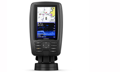 Garmin Echomap Plus 45cv 010-01887-10 chartplotter no transducer, portrait display showing chart and sonar