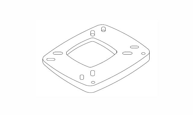 Scanstrut WD-RAD-01 radome base wedge line drawing, angled square plate with central cut-out and mounting slots
