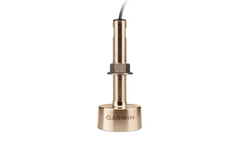 Garmin GT15M-TH 010-12402-20 transducer, bronze thru-hull body with threaded stem, round head and cable