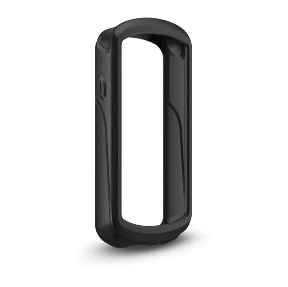 Garmin 010-12654-00 black silicone case for Edge cycling computer, three-quarter view of open-fronted case